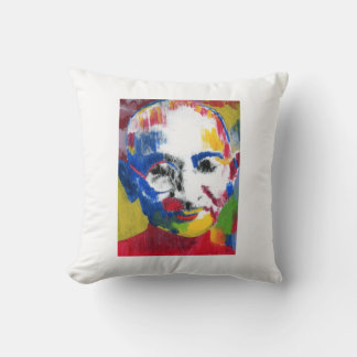 Peter Max kleurrijke waterverf Mahatma Gandhi Kussen