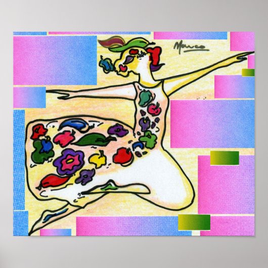 Peter Max oorspronkelijk getekend acrylschilderij Poster (Voorkant)