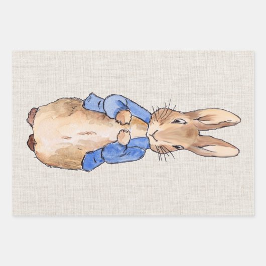 Peter met Beige Linen Achtergrond Inpakpapier Vel (Voorkant)