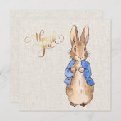 Peter met beige linnen achtergrond  bedankkaart (Voorkant / Achterkant)