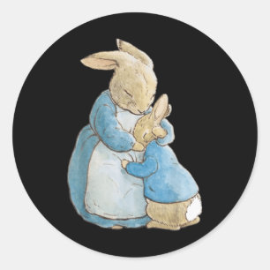 Peter Moeder Konijn Retro Cottagecore Paas Konijn Ronde Sticker