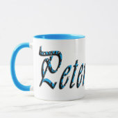 Peter, Nom, Logo, Mug de café Combo Bleu (Gauche)