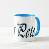 Peter, Nom, Logo, Mug de café Combo Bleu (Devant droit)