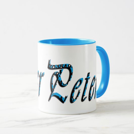 Peter, Nom, Logo, Mug de café Combo Bleu (Devant droit)