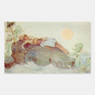 Peter Pan en Wendy Aslapen met Mermaids Rechthoekige Sticker