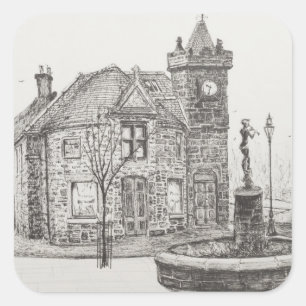Peter Pan Statue Kirriemuir Scotland 2007 Vierkante Sticker