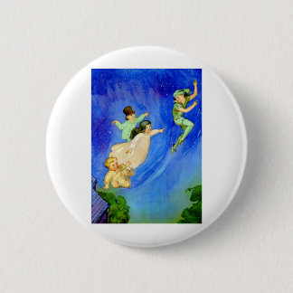 PETER PAN, WENDY, JOHN EN MICHAEL VLIEGEN WEG RONDE BUTTON 5,7 CM