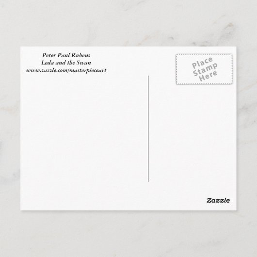 Peter Paul Rubens - Leda en de Swan Briefkaart (Achterkant)