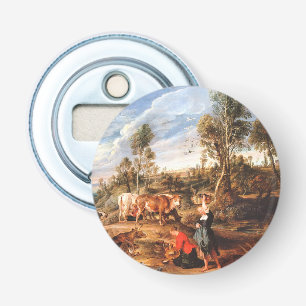 Peter Paul Rubens Milkmaids met vee in een land Button Flesopener