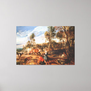 Peter Paul Rubens Milkmaids met vee in een land Canvas Afdruk