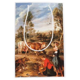 Peter Paul Rubens Milkmaids met vee in een land Medium Cadeauzakje