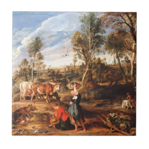 Peter Paul Rubens Milkmaids met vee in een land Tegeltje