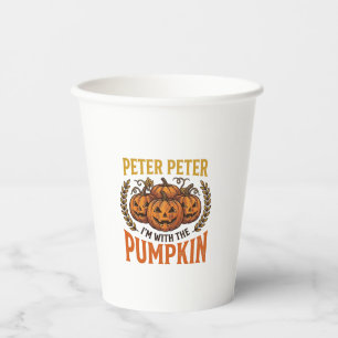 Peter Peter Pompoen Vintage Halloween T-shirt Ontw Papieren Bekers
