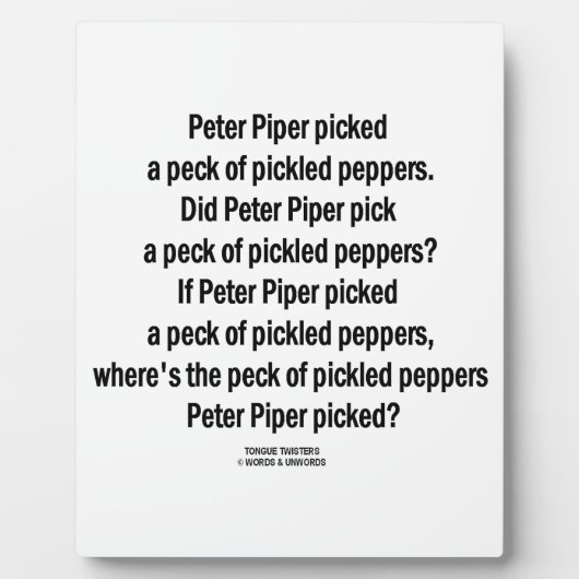 Peter Piper Picked Peck of Picked Peppers Fotoplaat (Voorkant)