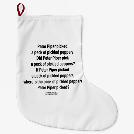Peter Piper Picked Peck of Picked Peppers Grote Kerstsok (Voorkant)