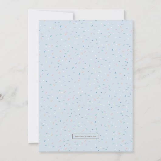 Peter Rabbit 1e Verjaardag Blauw Confetti Kaart (Achterkant)