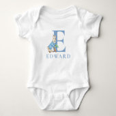 Peter Rabbit 1e Verjaardag met naam baby monogram Romper (Voorkant)