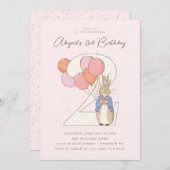 Peter Rabbit 2e Verjaardag Roze Confetti Kaart (Voorkant / Achterkant)