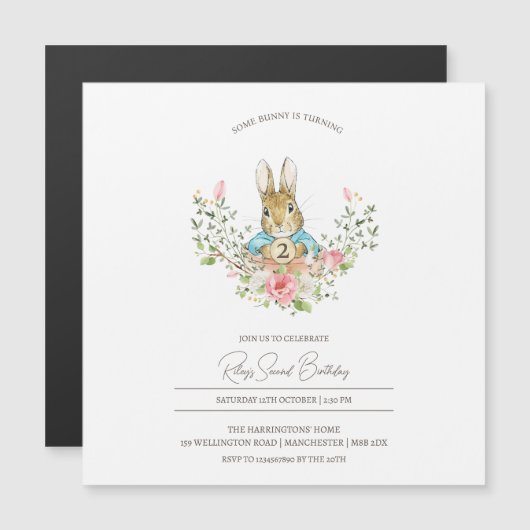 Peter Rabbit Anniversaire Invitation magnétique (Devant / Derrière)