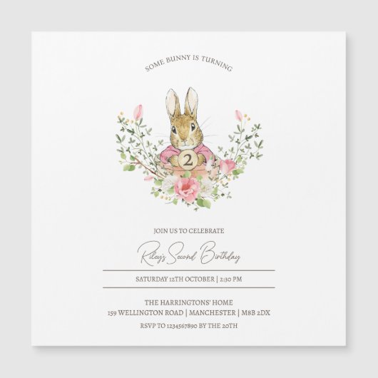 Peter Rabbit Anniversaire Invitation magnétique (Devant)
