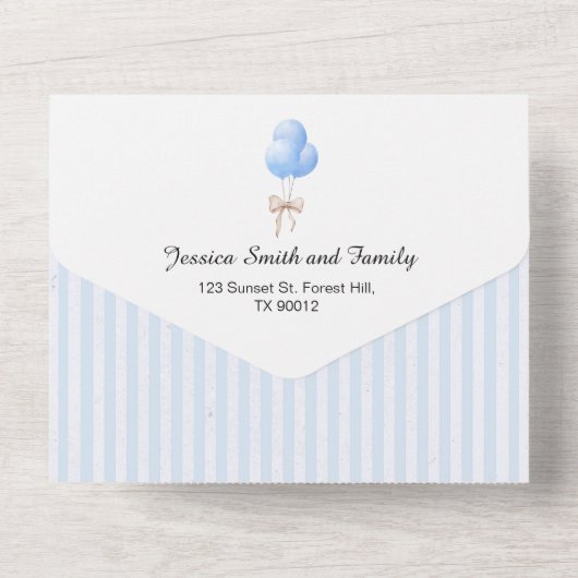 Peter Rabbit Baby Boy All in One Invitation (Verso)
