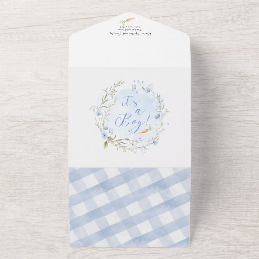 Peter Rabbit Baby Boy Alles in Een Uitnodiging (Buitenkant)