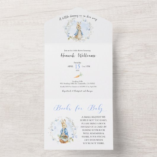 Peter Rabbit Baby Boy Alles in Een Uitnodiging (Binnen)