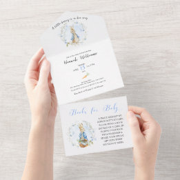 Peter Rabbit Baby Boy Invite + Boeken Kaart