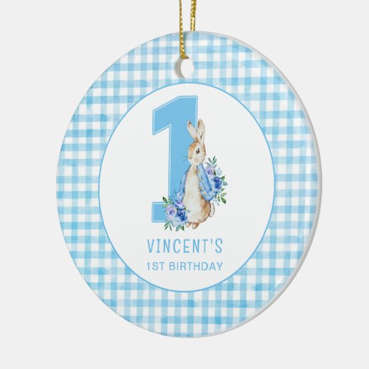 Peter Rabbit Baby Eerste Verjaardag Keramisch Ornament (Links)