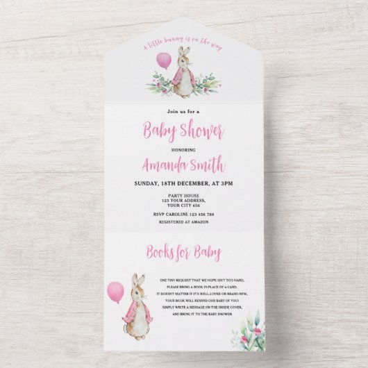 Peter Rabbit Baby shower All In One Uitnodiging (Binnen)