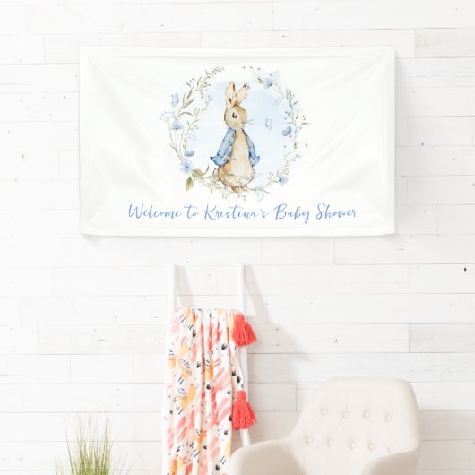 Peter Rabbit Baby shower Bannière garçon (En situation)