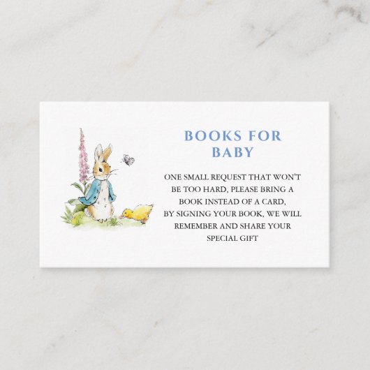 Peter rabbit Baby shower Boek Aanvraag Informatiekaartje (Voorkant)