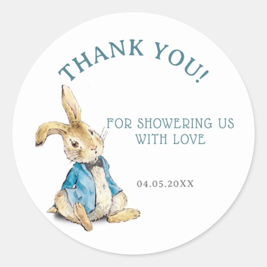 Peter Rabbit Baby shower Dank je wel Ronde Sticker (Voorkant)