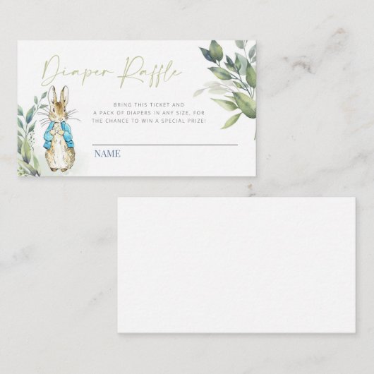 Peter Rabbit Baby shower Déchets Carte d'insertion (Devant / Derrière)