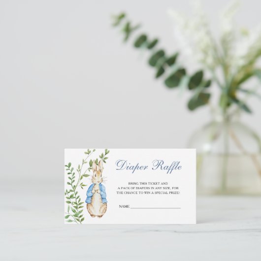 Peter Rabbit Baby shower Diaper Raffle Informatiekaartje (Staand voorkant)