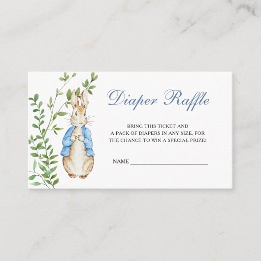 Peter Rabbit Baby shower Diaper Raffle Informatiekaartje (Voorkant)