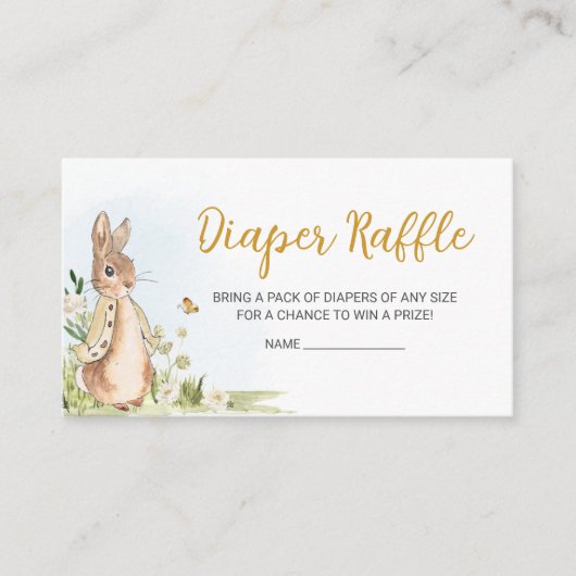Peter Rabbit Baby shower Diaper Raffle Informatiekaartje (Voorkant)