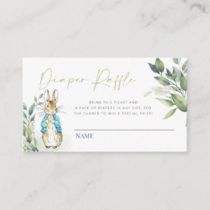 Peter Rabbit Baby shower Diaper Raffle Insert Kaar Informatiekaartje