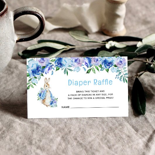 Peter Rabbit Baby shower Diaper Raffle Insert Kaar Informatiekaartje