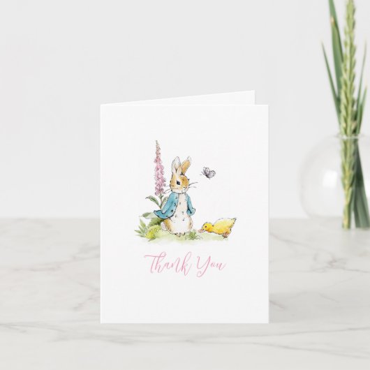 Peter Rabbit Baby shower fille Merci plié (Devant)