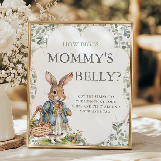 Peter Rabbit Baby shower Hoe groot is mama's buik Poster