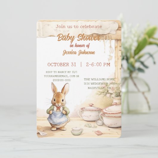 Peter Rabbit Baby shower Invitation (Debout devant)