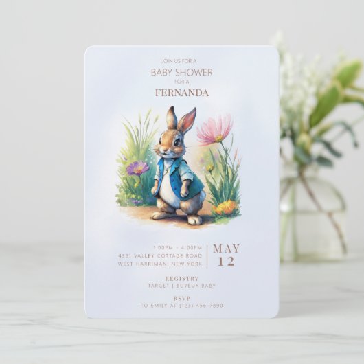 Peter Rabbit Baby shower Invitation (Debout devant)
