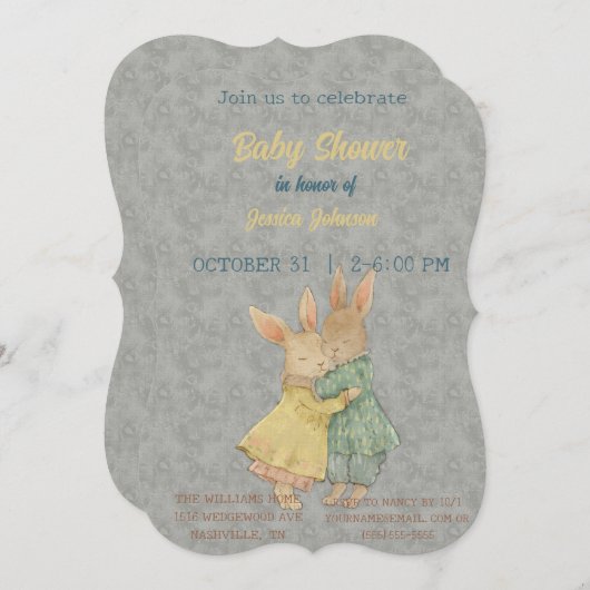 Peter Rabbit Baby shower Invitation (Devant / Derrière)