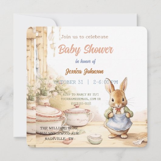 Peter Rabbit Baby shower Invitation (Devant)