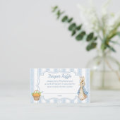 Peter rabbit baby shower luierverloting informatiekaartje (Staand voorkant)