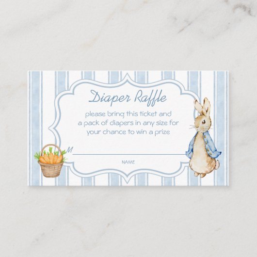 Peter rabbit baby shower luierverloting informatiekaartje (Voorkant)