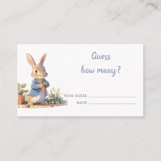 Peter Rabbit Baby shower raad eens hoeveel Informatiekaartje (Voorkant)