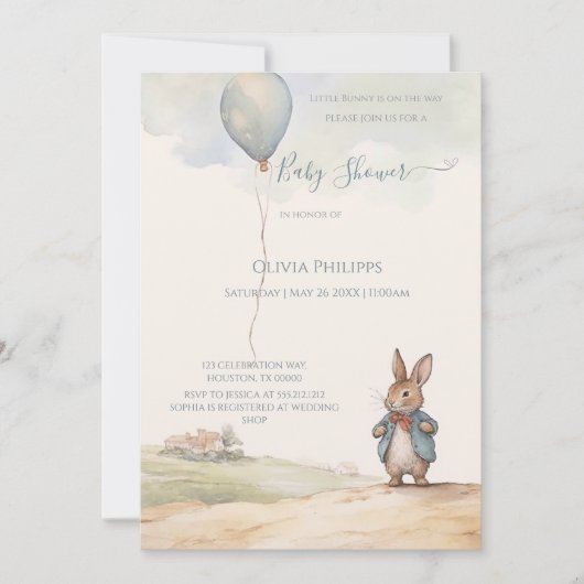 Peter Rabbit Baby shower Uitnodiging (Voorkant)