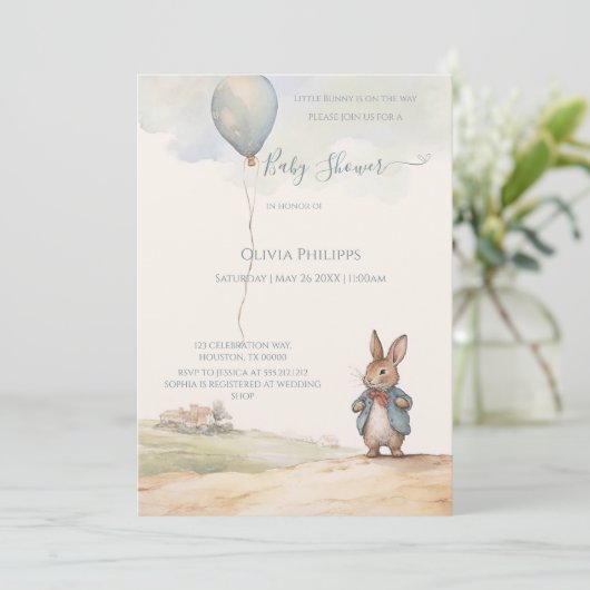 Peter Rabbit Baby shower Uitnodiging (Staand voorkant)